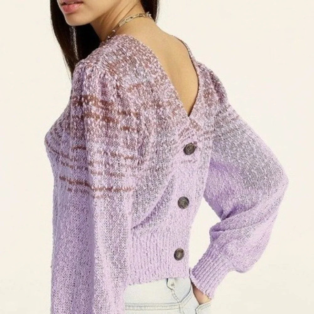 NEW J.Crew Reversible Space Dyed‎ Cardigan Sweater Mauve Purple Small